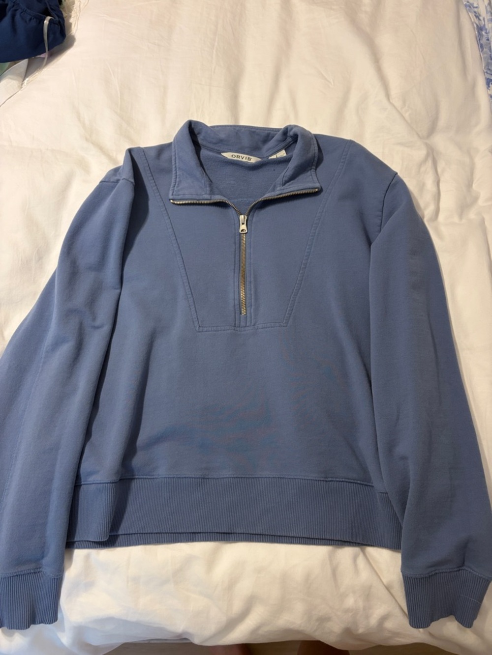 Orvis Men's Half-Zip Sweatshirt in Dusty Blue